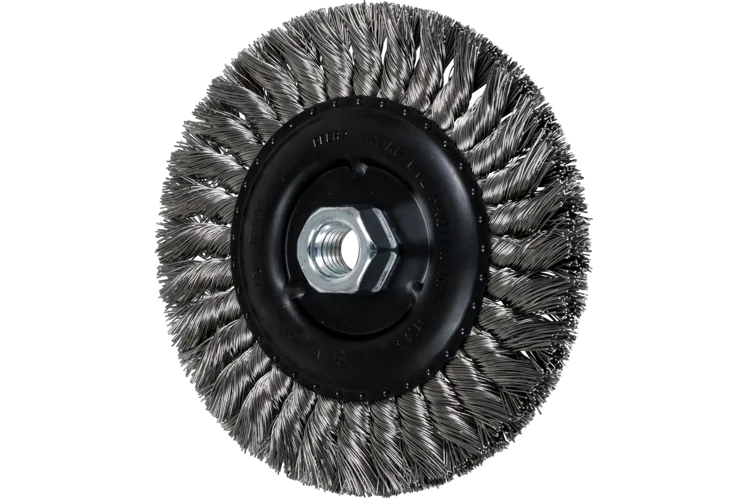 Picture of Pferd Standard Twist Knot Wire Wheel Brush 6" Dia. .016 Stainless Steel 5/8-11" Thread